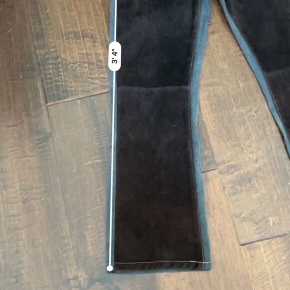 Y2K Vintage Fuzion Pouttana Brown Suede Front Jean Two Tone Straight Jeans Sz 12 - Picture 13 of 15